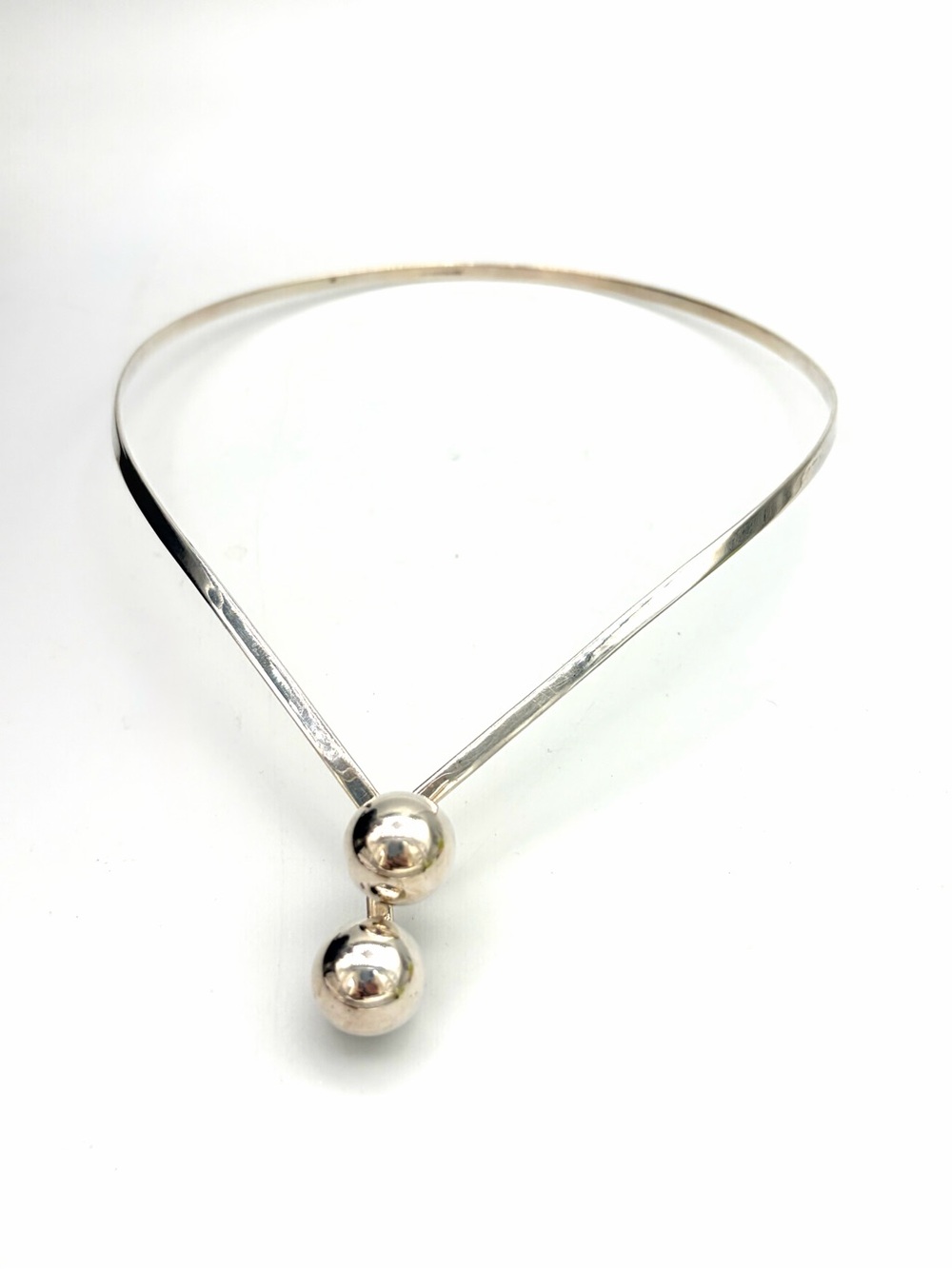 Stunning Vintage Mexican Modernist Torque Collar Sterling Silver Necklace